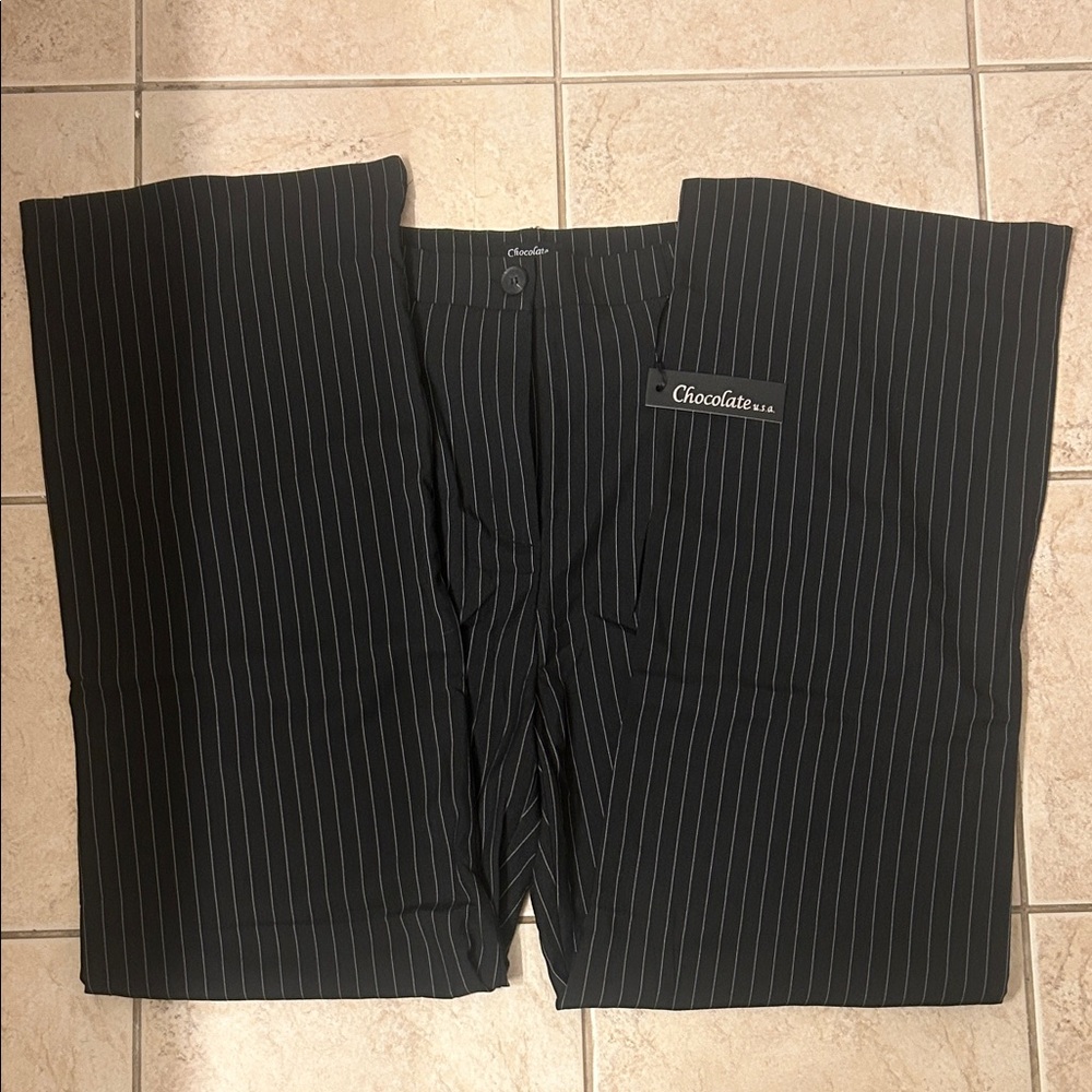 NWT Pinstripe High Waisted Trousers, Size L.